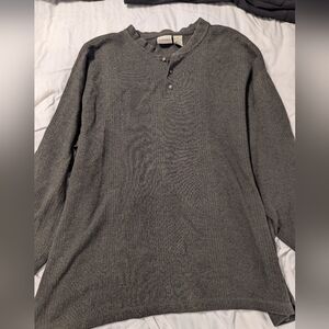 Fieldmaster 3 button ribbed Henley, mens size XL - black, brown, beige specks